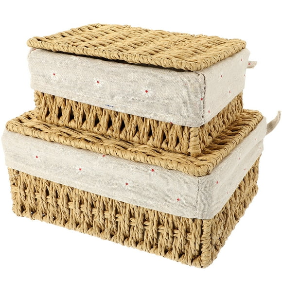 2pcs Wicker Baskets Storage Baskets Removable Liner Woven Baskets for Bathroom Decor
