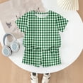 thumbnail image 3 of Grblisyd Summer Outfits for Girls Casual Plaid Cute Short Sets Loose Short Sleeve T Shirts Top and Shorts Fashion Clothes Army Green 11-12Y, 3 of 6