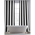 thumbnail image 6 of Black Striped Semi Sheer Window Curtains 108 Inches Long, Modern Farmhouse Black and White Stripes Rod Pocket Voile Silky Chiffon Curtain Light Filtering Drapes for Living Room, 52"x108", 2 Panels, 6 of 9