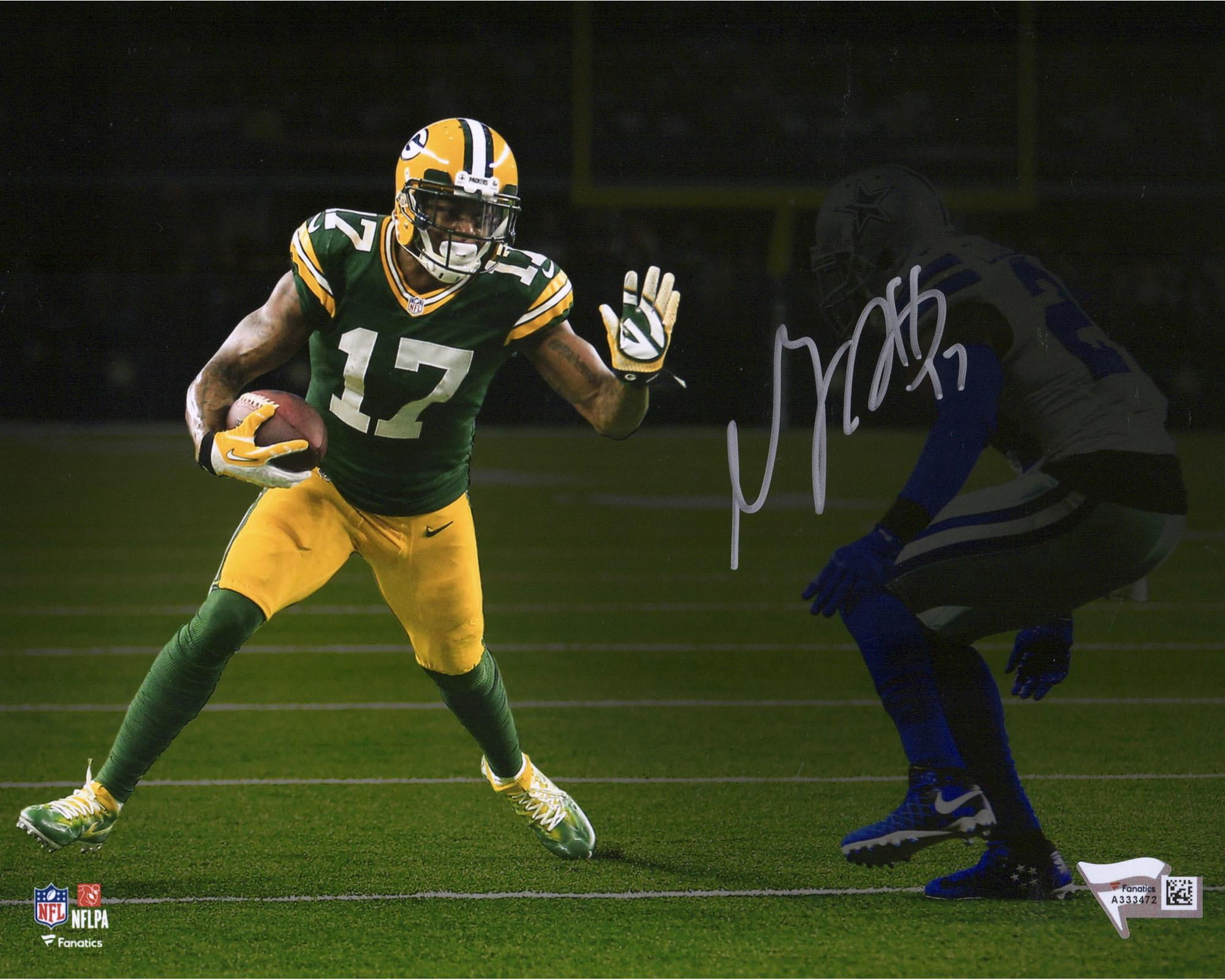 Davante Adams Green Bay Packers Autographed 8" x 10" Green Stiff Arm