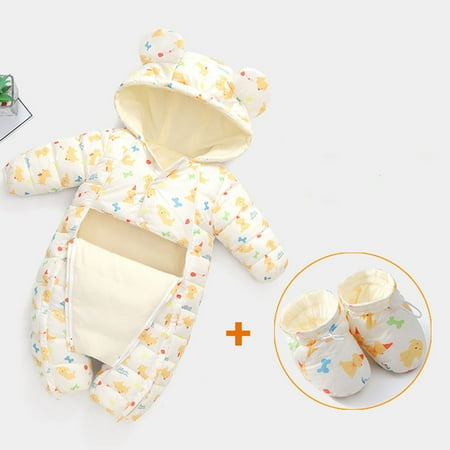 

ZMHEGW Toddler Fall Outfits Baby Boys Girls Cute Cartoon Animals Hooded Snow Wear Jumpsuit Outwear Snowsuit Warm Romper Coat With Shoes Set Outfits Set