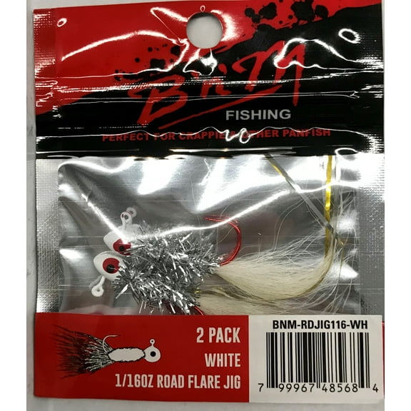 B'n'M Road Flare Jig, White, 1/16 Oz., 2 Count
