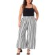 thumbnail image 2 of Pantalones Palazzo de Talla Grande para Mujer Agnes Orinda, Rayas Boho, Pantalones de Pierna Ancha, Estilo Paper Bag, Casual de Playa, Verano, Talla 1X, Blanco y Negro, 2 of 5