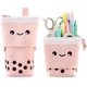 thumbnail image 2 of Boba Lindo estuche de pie para niños, caja de lápices emergente, bolsa de maquillaje, regalo de Navidad para niños, organizador de bolígrafos, bolsa de cosméticos, papelería Kawaii (rosa), 2 of 4