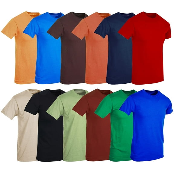 BILLIONHATS 12 Pack Plus Size Men's Cotton T-Shirt Bulk Big & Tall Short Sleeve Lightweight Premium Fitted Classic Tees, Size Large Assorted