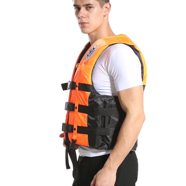 Chaleco De Conducción Flotador Inflable Chaleco salvavidas para adultos con silbato para natación, canotaje, boya deportiva, chaqueta (naranja L)