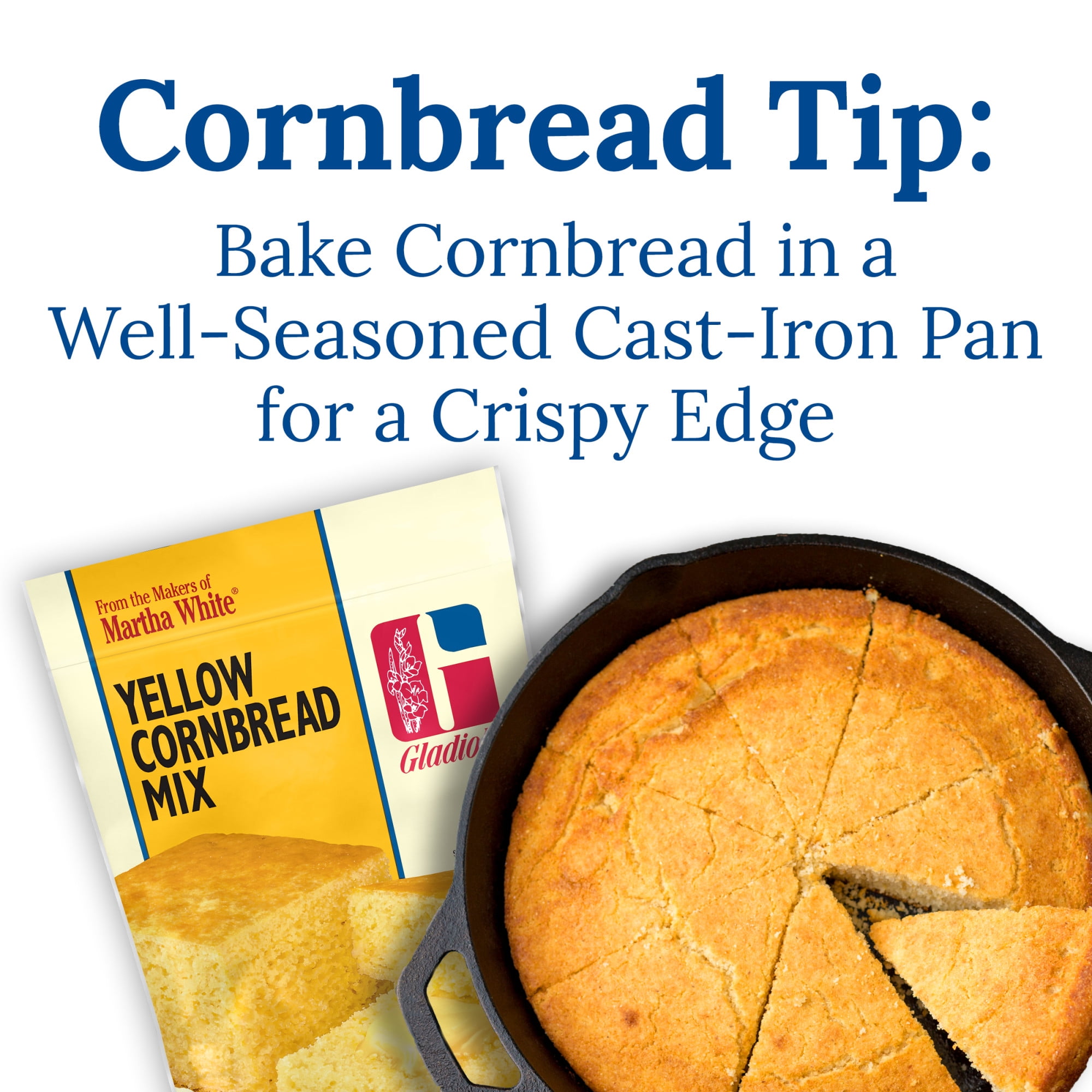 (2 pack) Martha White Gladiola Yellow Cornbread Mix, 6 oz Pouch