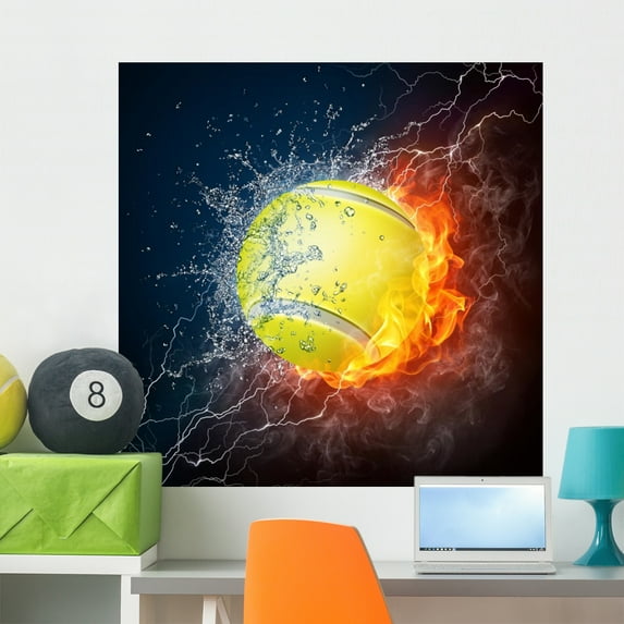 Tennis Ball Wall Mural by Wallmonkeys Peel and Stick Graphic (36 in H x 36 in W) WM307180