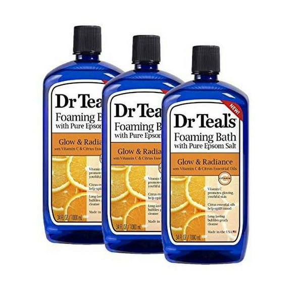 Dr. Teal's Glow & Radiance with Vitamin C & Citrus Essential Oils Foaming Bath 34 oz Pack of 3