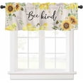 thumbnail image 2 of Sunflowers Curtain Valances for Windows, Summer Eucalyptus Leaves Honey Bee Linen Texture Rod Pocket Valance Window Treatments Short Curtains for Kitchen Bathroom Living Room, 2 of 6