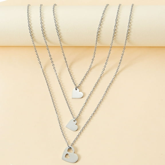 Visland Matching Love Heart Mother Daughter Pendant Chain Necklace Couple Gift Family Mom Jewelry