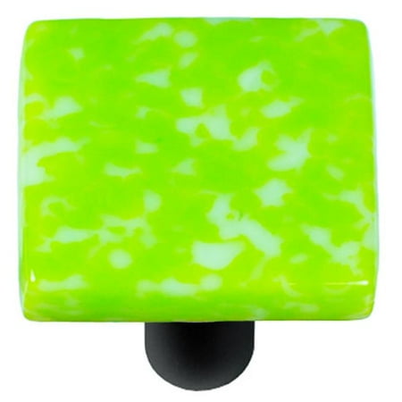 Granite Light Post - Hot Knobs HK8052-KB Granite Spring Green & White Square Glass Cabinet Knob - Black Post