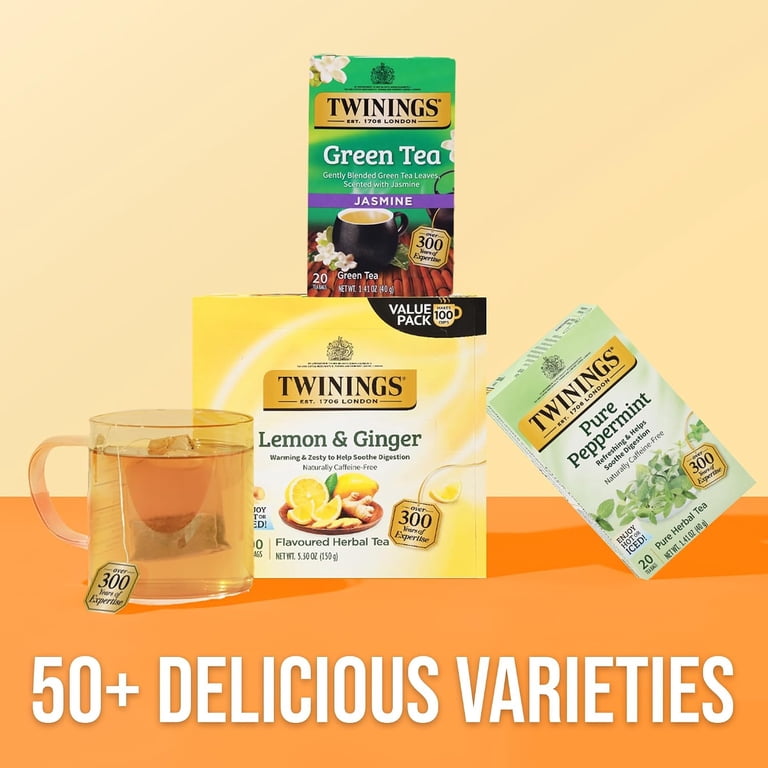 Twinings Lemon & Ginger GP27 Herbal Tea, 100 - Walmart.com