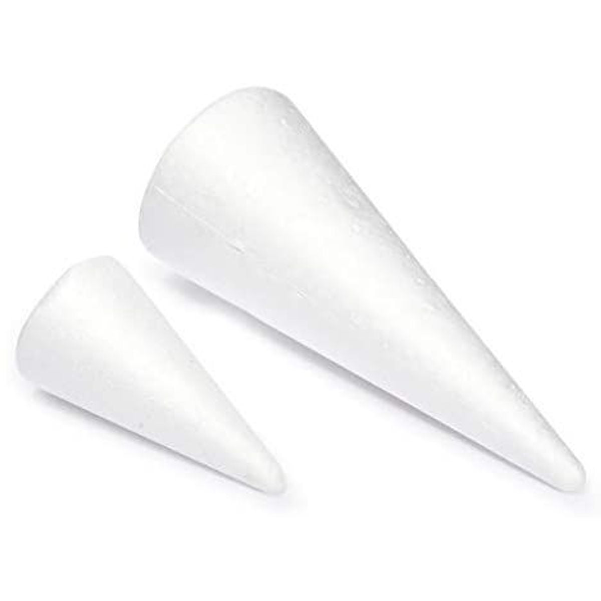 White Foam Cones for Crafts, 4 Assorted Sizes (2.2-6 In, 16 Pack)