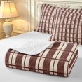 thumbnail image 4 of Manfei Vintage Grid Twin Quilt Set,Classic Stripes Twin Coverlet Set,Red Brown,2pcs,1 Bedspread and 1 Pillowcase, 4 of 7