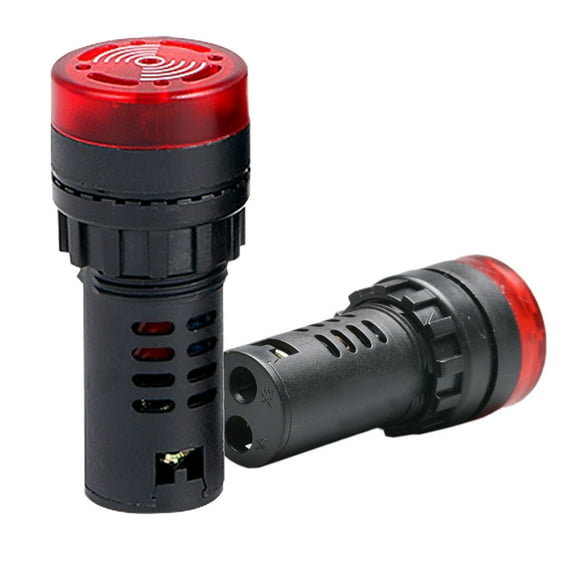 2 x Buzzer Alarm, AC DC 12V Red LED Buzzer Alarm Signal Indicator Flash Light Panel Mount III level