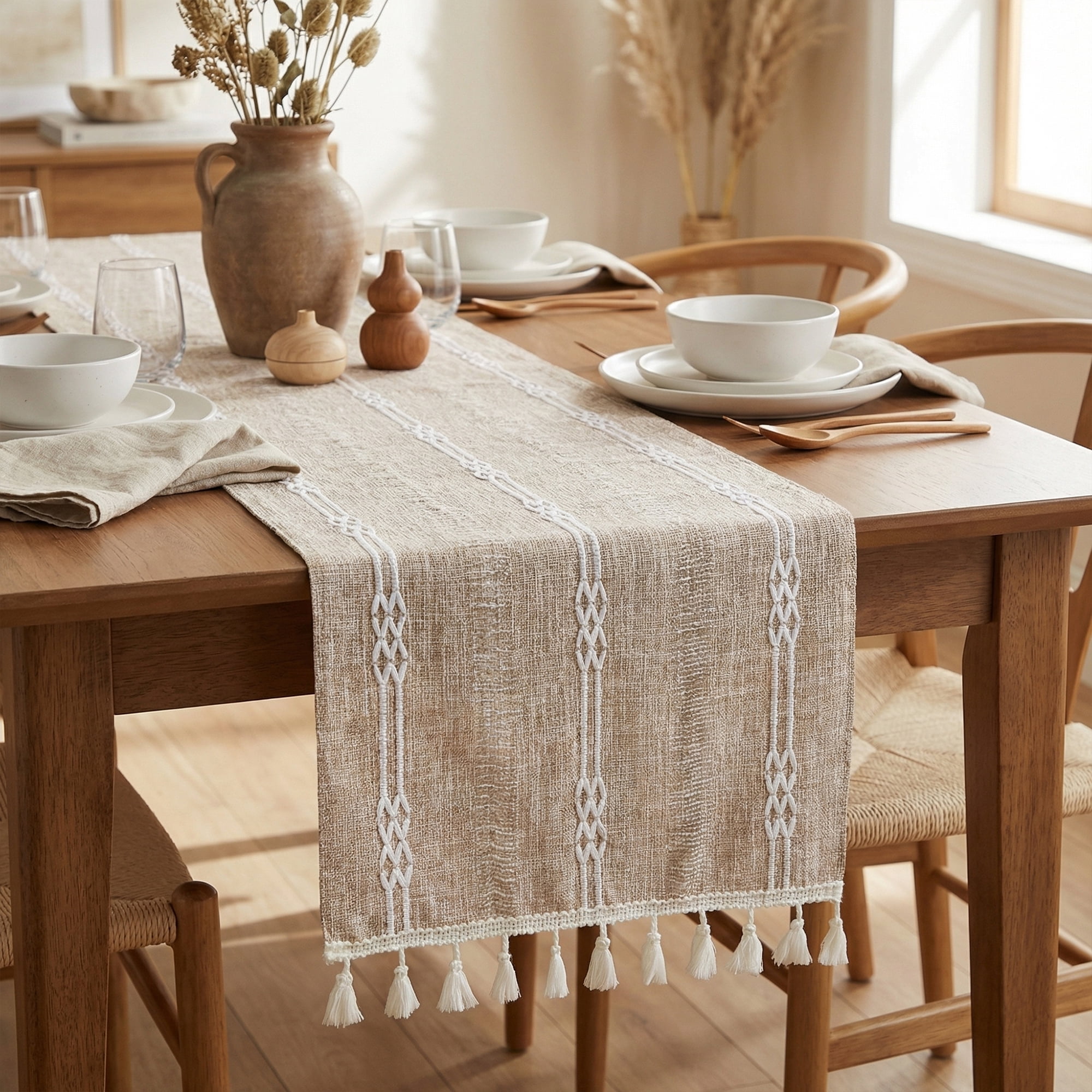 Unique Bargains Openwork Polyester Runner Table Runner for Kitchen Decor Coffee 13"x70.9"