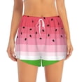 thumbnail image 2 of Yiaed Watermelon Print Women's Running Shorts with Liner 3 Zipper Pockets Elastic Workout Athletic Gym Yoga Shorts-Small, 2 of 7
