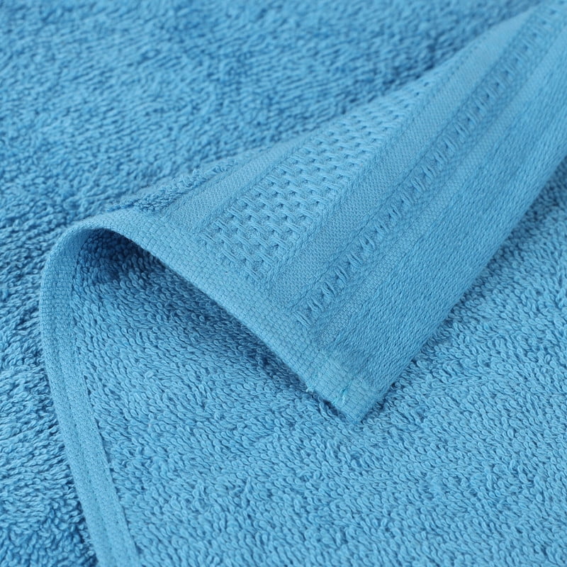 Superior Honeycomb Cotton Medium Weight Face Towels Washcloths, Set of 12, Azure