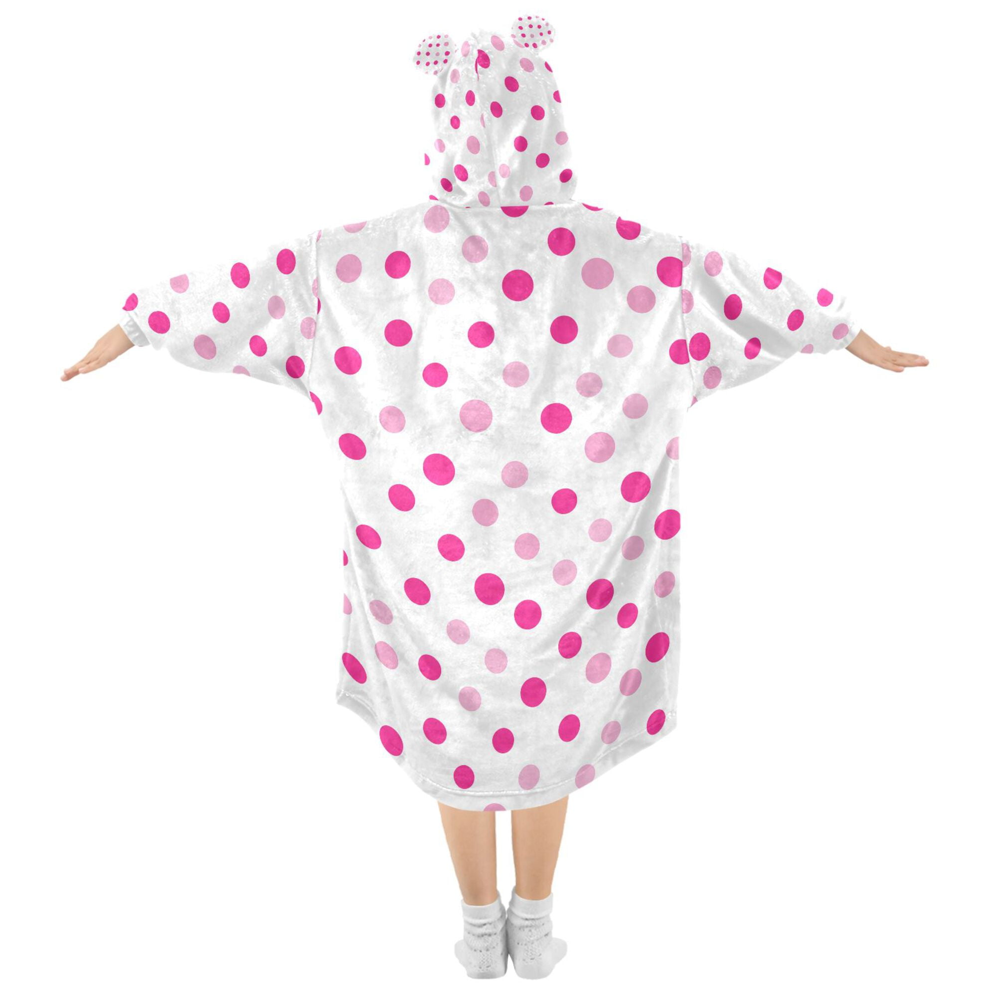 FORMRS Wearable Blanket Hoodie with Sleeves for Kids Cozy Flannel Sweatshirt, Purple Polka Dots