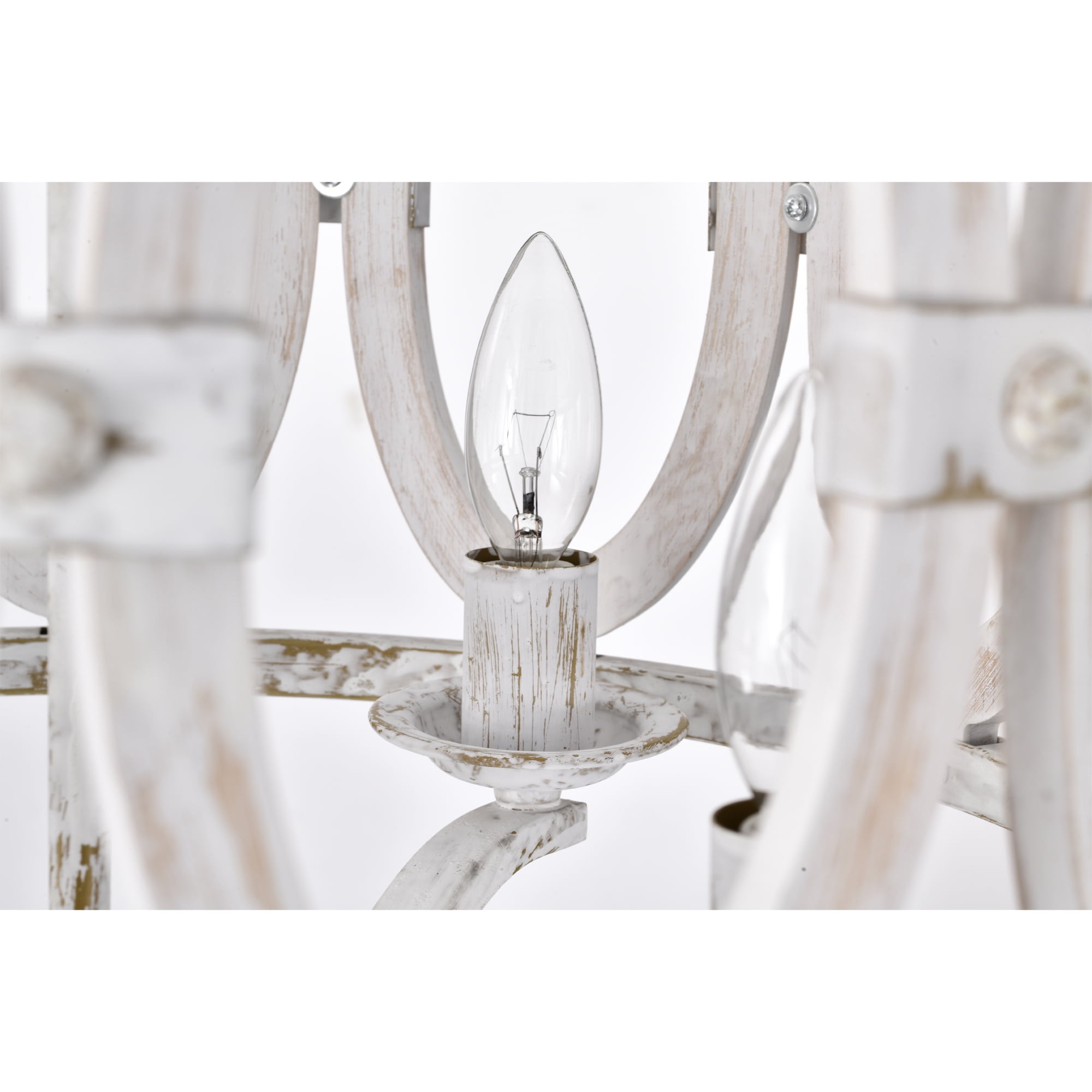 Warehouse of Tiffany Moonring Distressed White 18 Inch Farmhouse Style Pendant Ceiling Lighted Chandelier