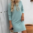 thumbnail image 4 of Kaemgyyd Womens T Shirt Dress Fall Casual Crew Neck Mini Dresses with Pocket Loose Long Sleeve Tunic Dress, 4 of 6