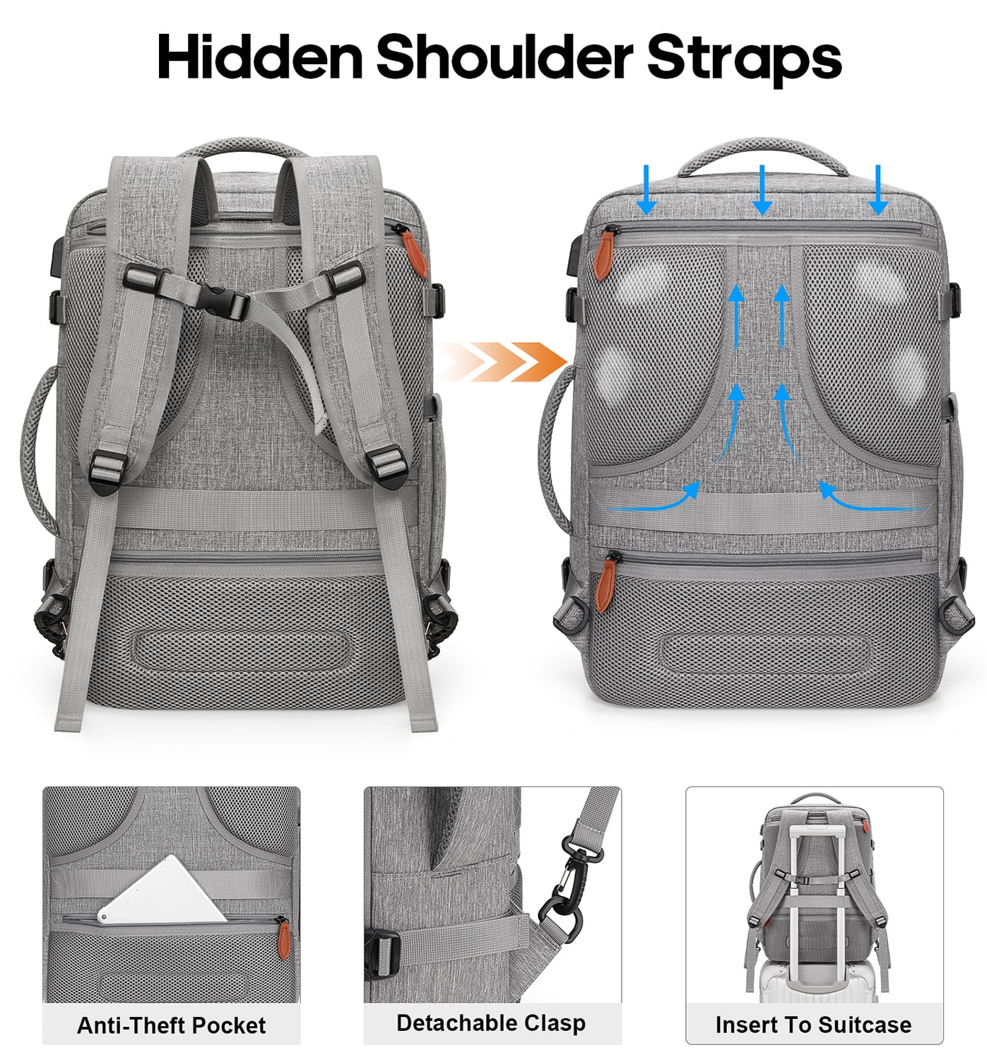 Bagsure Travel Backpack Expandable 42L Waterproof Anti-Theft Carry On -  Walmart.com