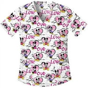 Simply Basic Love Mickey Mock Wrap Scrub Top