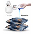 thumbnail image 6 of Waterproof Outdoor Throw Pillows with Inserts 12"x20", Navy Blue Ombre Feather Soft Decorative Pillowcases for Couch Bedroom, Modern Art Leaves Pillow Covers for Sofa Living Room, 6 of 8