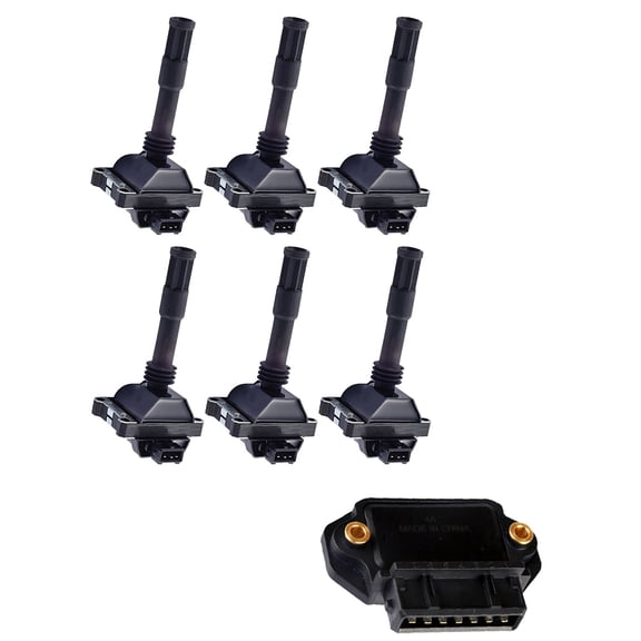 Set of 6 ISA Ignition Coil and 1 Ignition Module Compatible with 1993 Alfa Romeo 164 3.0L V6 2959cc -ci Replacement for UF377 LX968