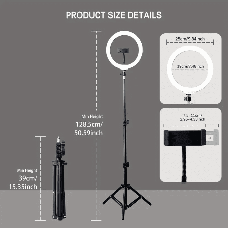UEGOGO 10" Selfie Ring Light Kit - 43" Adjustable Tripod & Phone Mount for YouTube/TikTok Content Creators