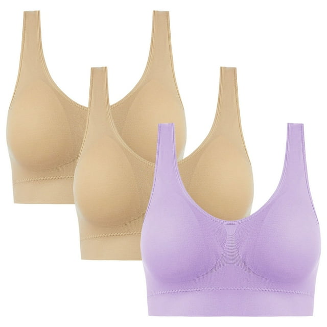 ManxiVoo Wirefree Breathable Sports Bra Full Coverage No Underwire Comfort Support Seamless Lightweight Active Wear M Size