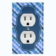 thumbnail image 1 of Metal Light Switch Plate Outlet Cover Vintage Blue Plaid Frame Wallpaper WAL034, 1 of 13