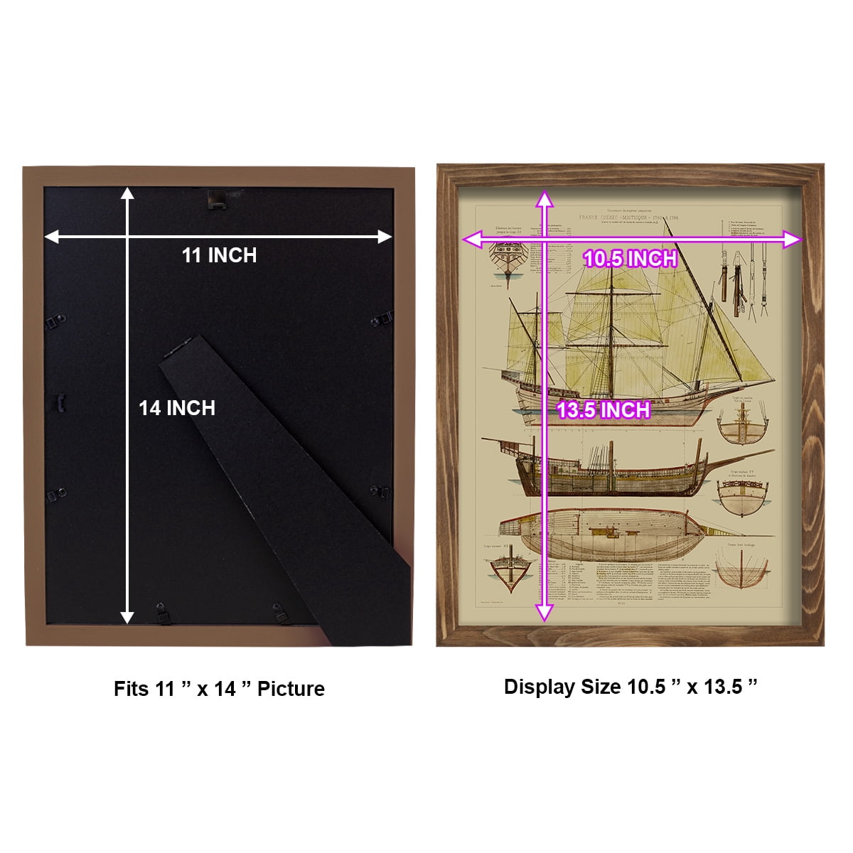 Antique Ship Plan II -Framed Print w/glass-Walnut