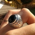 thumbnail image 3 of Black Onyx Sterling Silver Ring: Arabic Style Mens Jewelry, 3 of 10