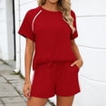 thumbnail image 2 of BOOMNY Womens 2 Peice Workout Shorts Sets Solid Short Sleeve Tops Shorts Outfits for Women Summer Casual Matching Sets, 2 of 5