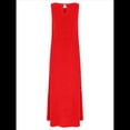 thumbnail image 4 of Vestido Informal de Mujer, Sin Mangas, Cuello Redondo, Color Liso, con Costuras de Encaje y Abertura, Medio. Rojo L, 4 of 8