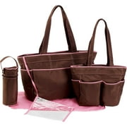 Carini Bambini - 5-Piece Diaper Bag Set, Brown and Pink