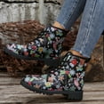 thumbnail image 2 of VBARHMQRT Bottes de Randonnée pour Femmes Dames Mode Rétro Imprimé de Noël Cuir à Lacets Talon Épais Bottines, 2 of 9
