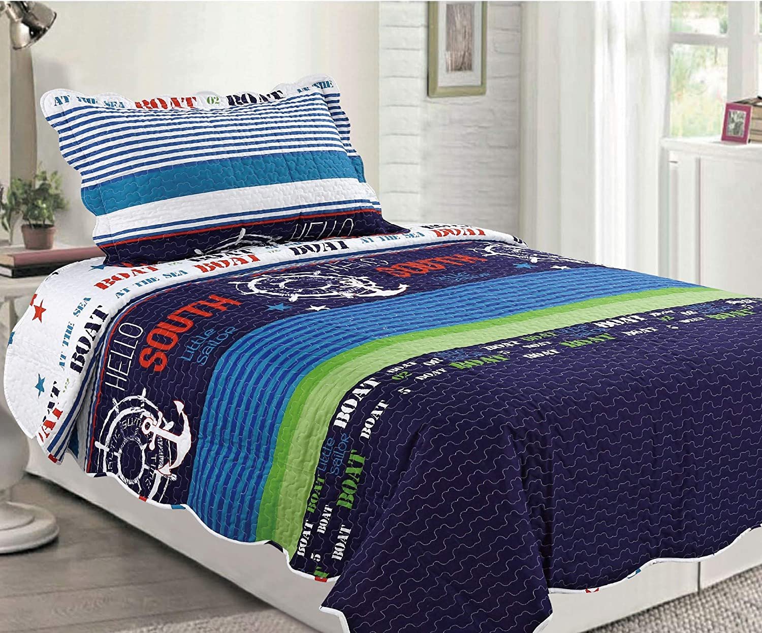 Sapphire Home 2pc Twin Size Bedspread Quilt Set Bedding for Kids Girls