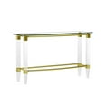 thumbnail image 3 of Milan Giselle Rectangular Clear Glass Sofa Table with Acrylic Legs & Gold Frame, 3 of 7