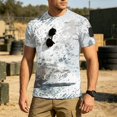 thumbnail image 5 of Homeyce Camo Shirt for Men Short Sleeve Button Camo Shirt Classic Vintage Camouflage T-Shirt Crew Neck Big and Tall Top Pullover,Gray XL, 5 of 5