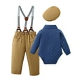 thumbnail image 2 of Baby Boy Clothes Outfit Formal Suits Newborn Print Romper Shirts Suspender Pants Hat Bowtie 4pcs, 2 of 21