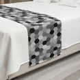 thumbnail image 2 of Charcoal Bed Runner, Greyscale Geometric Pattern with Striped Hexagons Grid Illustration, Decorative Accent Bedding Scarf for Hotels Homes and Guestrooms, King, Grey Charcoal Grey White, by Ambesonne, 2 of 2