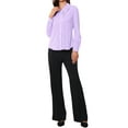 thumbnail image 2 of Inspire Chic Conjunto Blusa de Mujer con Cuello Peter Pan, Manga Abullonada, Con Trimming Contrastante, Camisa de Botones, Talla M, Color Púrpura Claro, 2 of 6