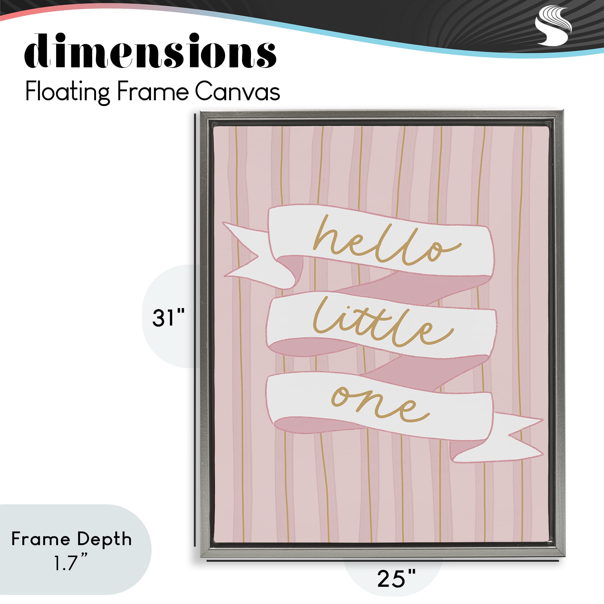 Stupell Industries Pink Hello Little One Gray Framed Floater Canvas Wall Art, design by Amanda Houston