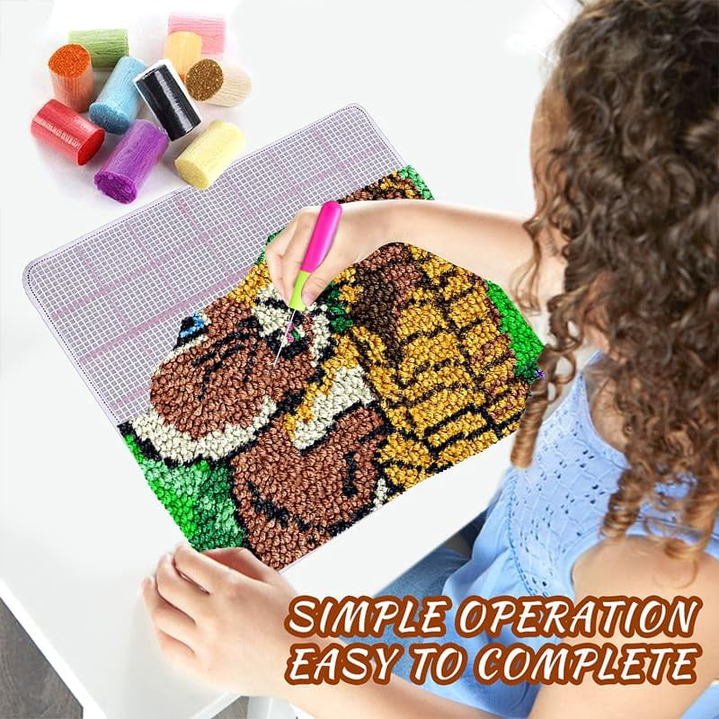 Latch Hook Kits for Adults Beginners DIY Animal Pillowcase Crafts Cover Case Latch Hook Rug Kits with Squirrel Canvas Crochet Yarn Kits Needlework Crafts 17'' X 17'' (Squirrel)