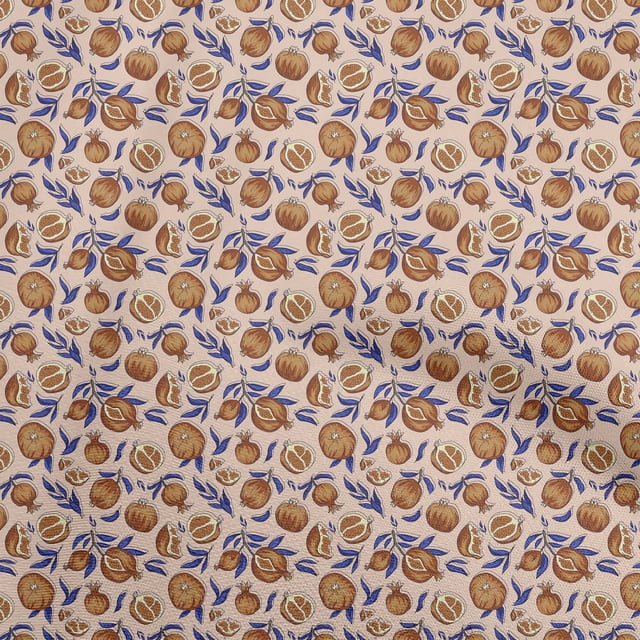 oneOone Rayon Peach Fabric Pomegranate Sewing Material Print Fabric By The Yard 56 Inch Wide