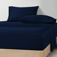 thumbnail image 2 of CCNY RV Sheet Set Bunk 38X72" Cot Bed 600 TC Egyptian Cotton Solid Camper 4PC Hotal Feel Sheets 6" Deep Pocket Navy Blue, 2 of 8