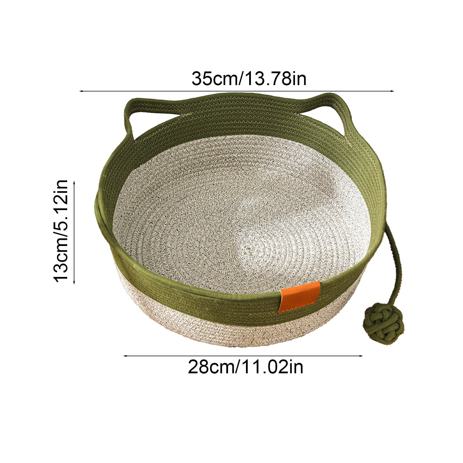 SPOORYYO Cat Basket, Pets Hand Woven Sleeping Bed Basket, Rope Round Cat Nest with Built-in Scratching Pad and Play Ball for Cats and Dogs All-Season